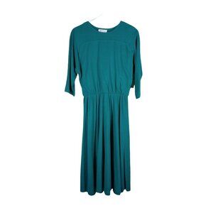 Vintage Walden Petite Women's 3/4 Sleeve Dress Green Size 10